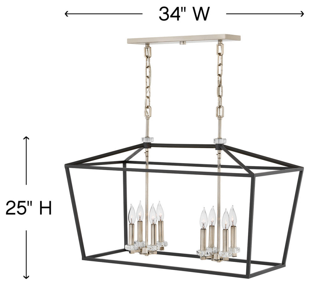 Hinkley Lighting 8-Light Stinson Linear Chandelier, Black