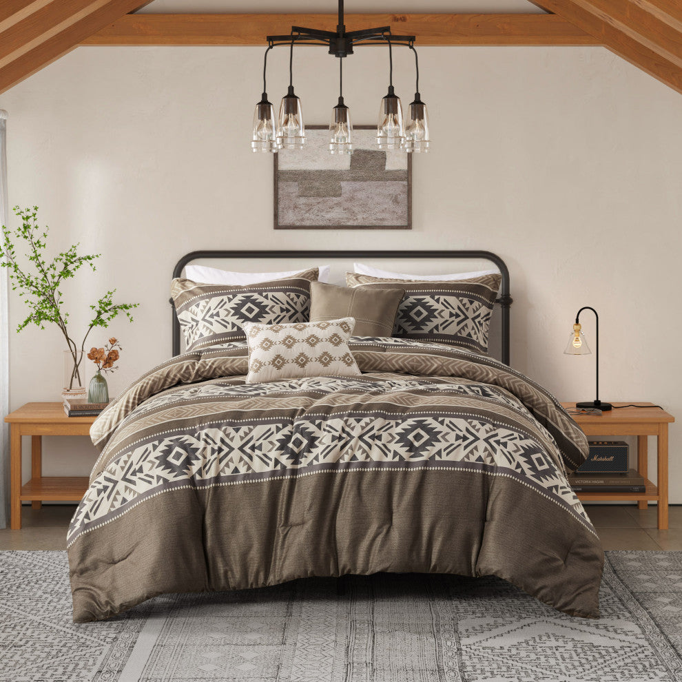 Madison Park Mariposa 5 Piece Stripe Herringbone Comforter Set