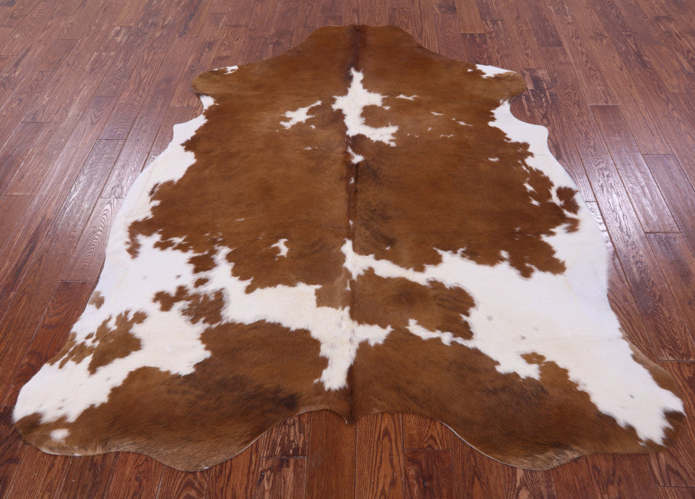 Brown and White Natural Cowhide Rug 7' 6" X 6' 2" C1764