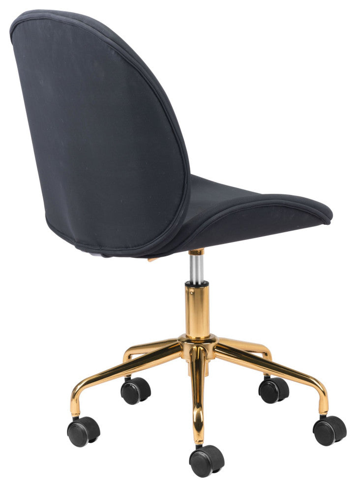 Computer Work Chair, Steel Metal, Fabric, Black, Gold, Home Business Office