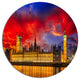 House Of Parliament At River Thames, Cityscape Round Wall Art, 23"