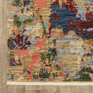 Saturn Contemporary Abstract Beige/ Multi Wool Blend Area Rug 2' x 3'