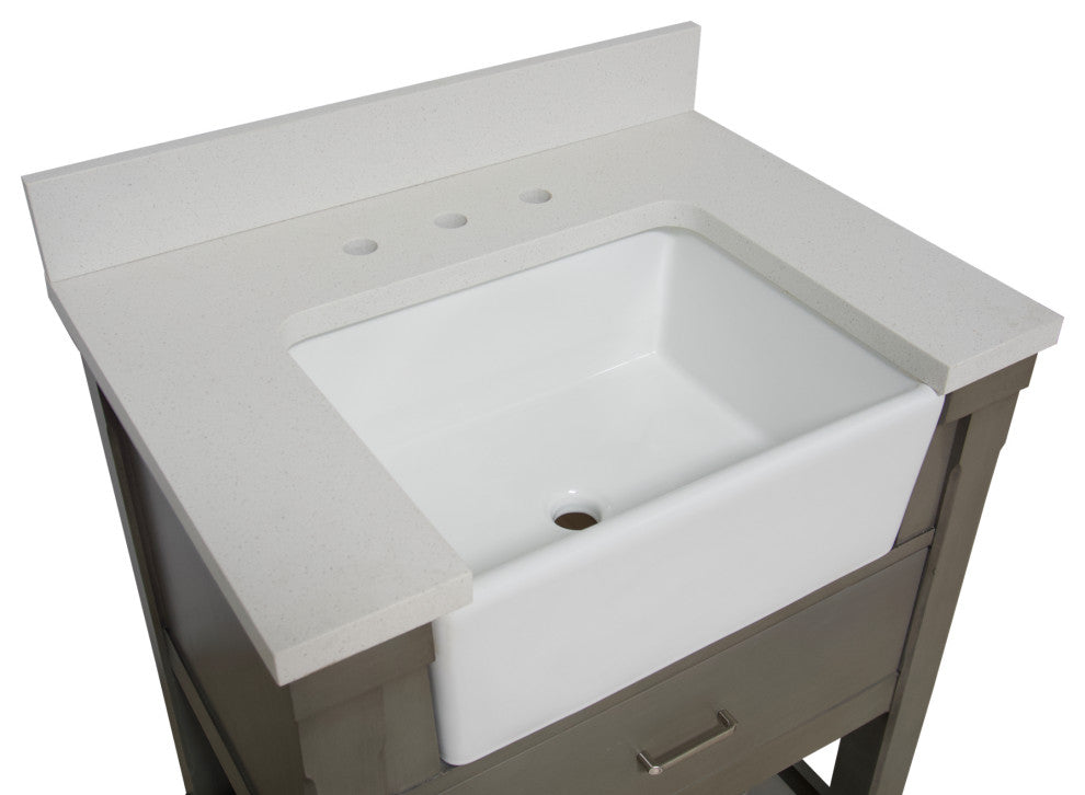 Charlotte 30" Bathroom Vanity, Weathered Gray, Quartz