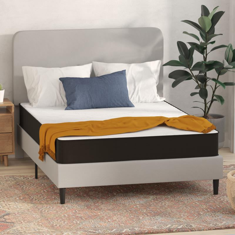 Capri Comfortable Sleep 8 Inch CertiPUR-US Certified Hybrid Mattress in a Box, Gray, Queen