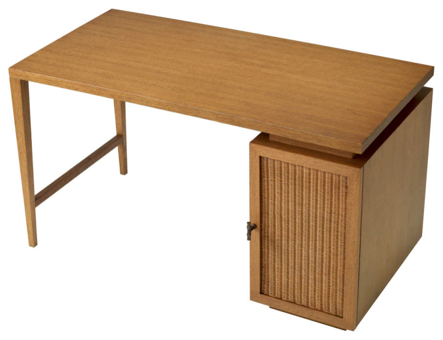Rattan Door Wooden Desk, Eichholtz Borchard