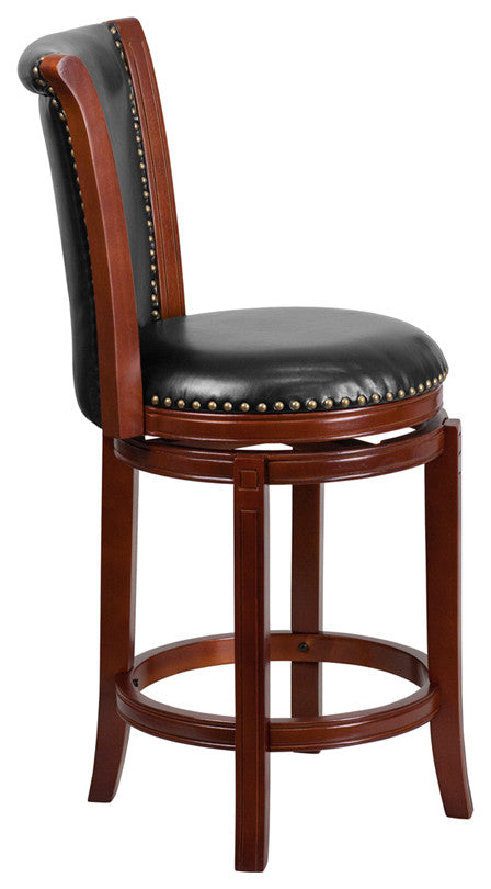 26" Dark Chestnut Wood Stool