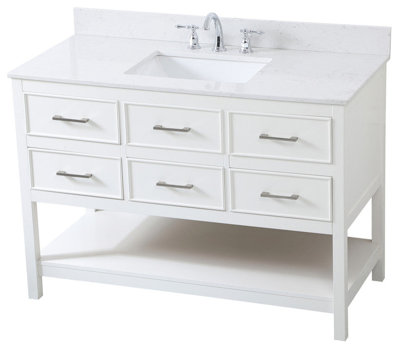 Skylar 48" Single Bathroom Vanity, White, With Backsplash