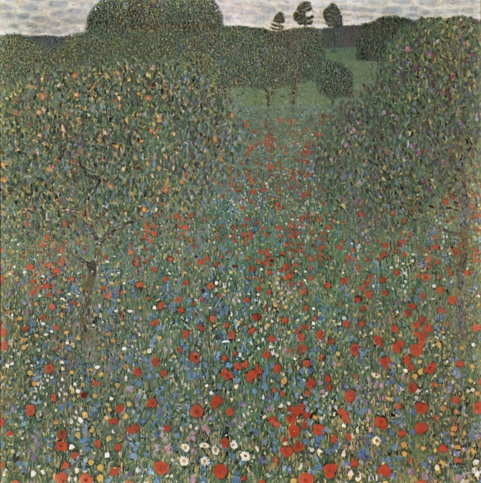 Gustav Klimt Poppy Field Premium Canvas Print