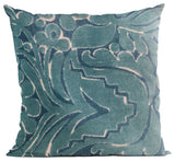 Plutus Blue Velvet Damask Luxury Throw Pillow, 20"x26"