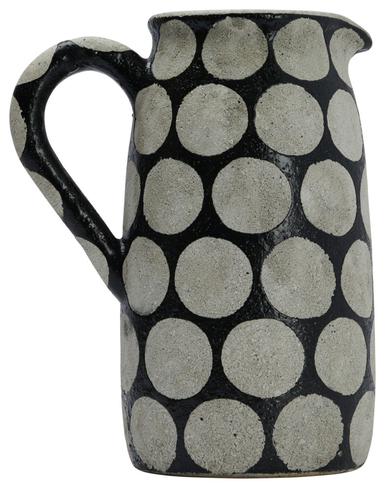 Terracotta Pitcher or Vase with Wax Relief Dots, Natural, Black