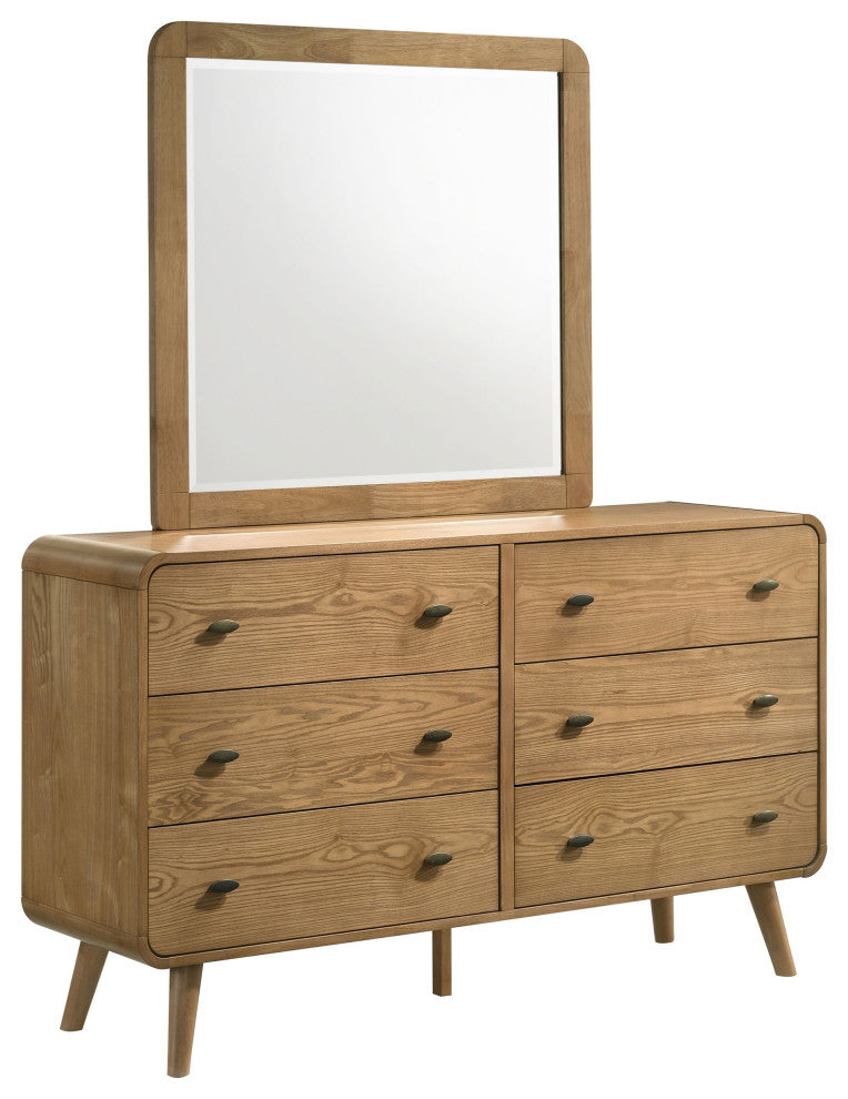 Robyn 6-drawer Bedroom Dresser and Mirror Light Ash