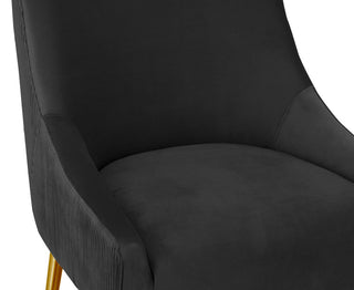 Beatrix Pleated Black Velvet Bar Stool - Black