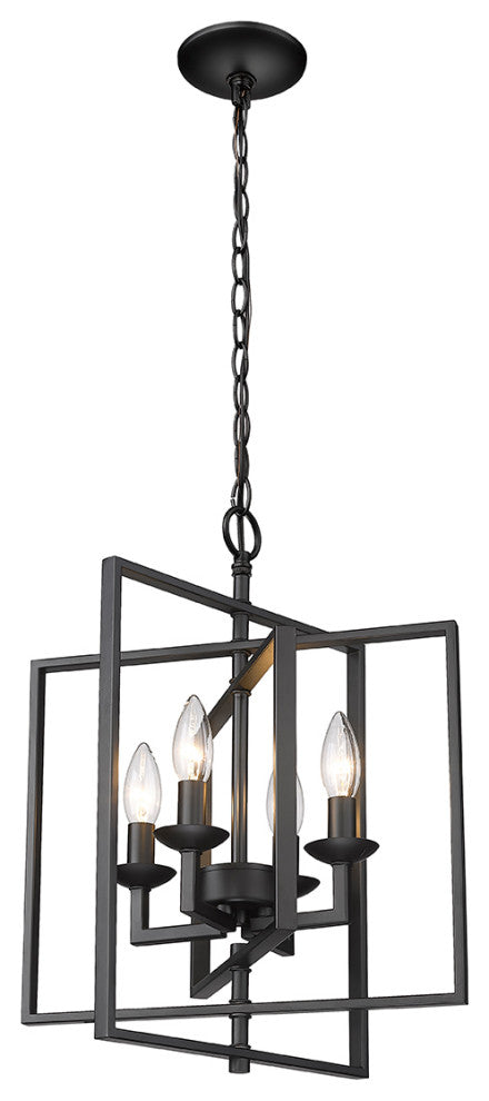 4 Light 14" Matte Black Pendant