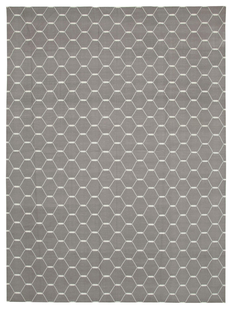 Rug N Carpet - Handmade Wool 10' 2'' x 13' 10'' Flatweave Dhurrie Kilim Rug
