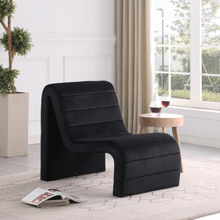 Ivy Upholstered Accent Chair, Black, Velvet