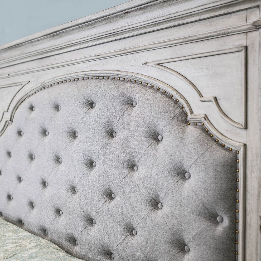 Highland Park Bed, Distressed Rustic Ivory, Queen