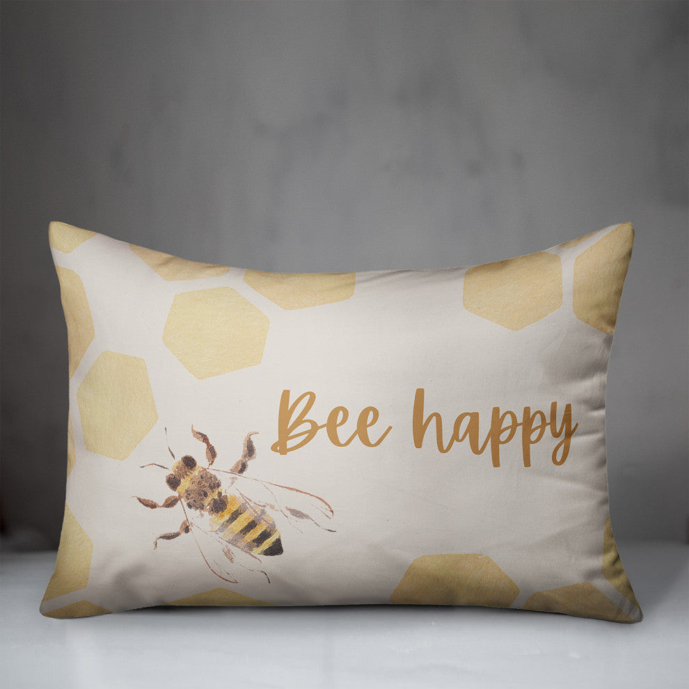 Bee Happy Watercolor Hive 5 14x20 Spun Poly Pillow