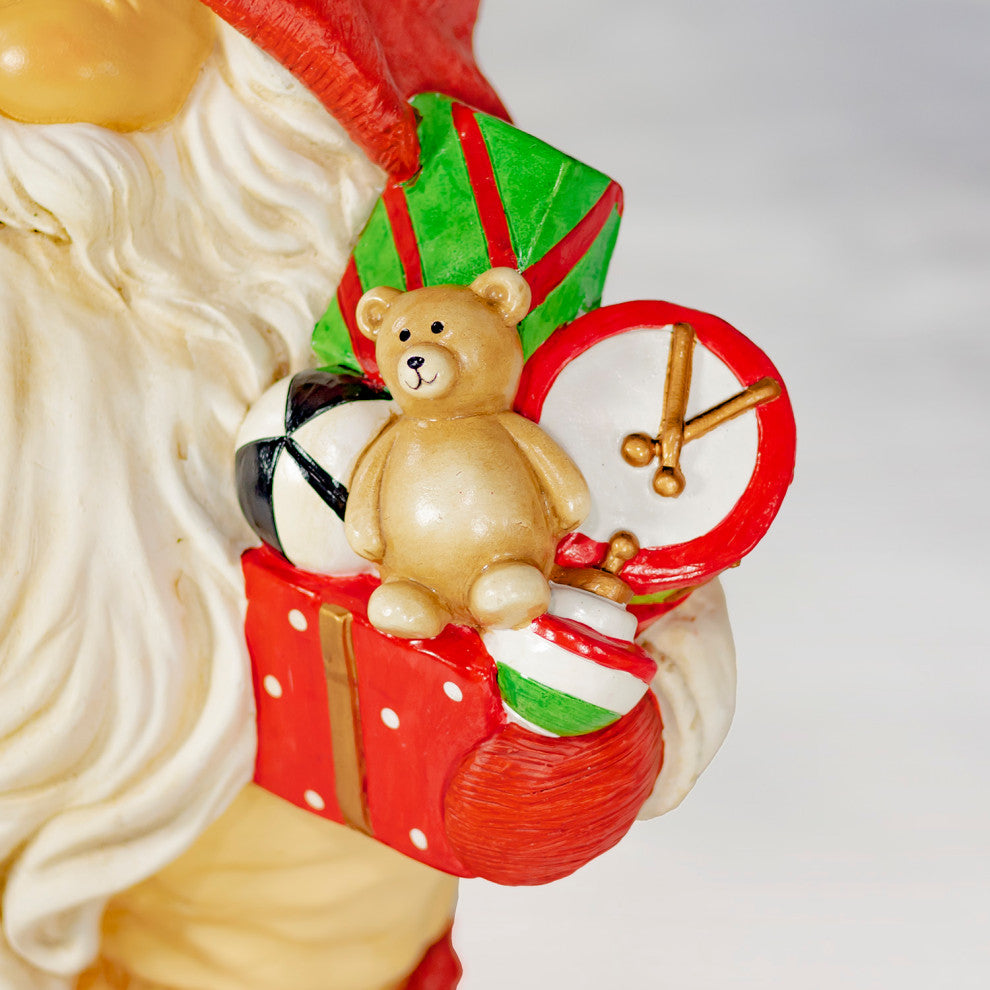 Set of 2 Santa Gnome Statue Holding Gifts