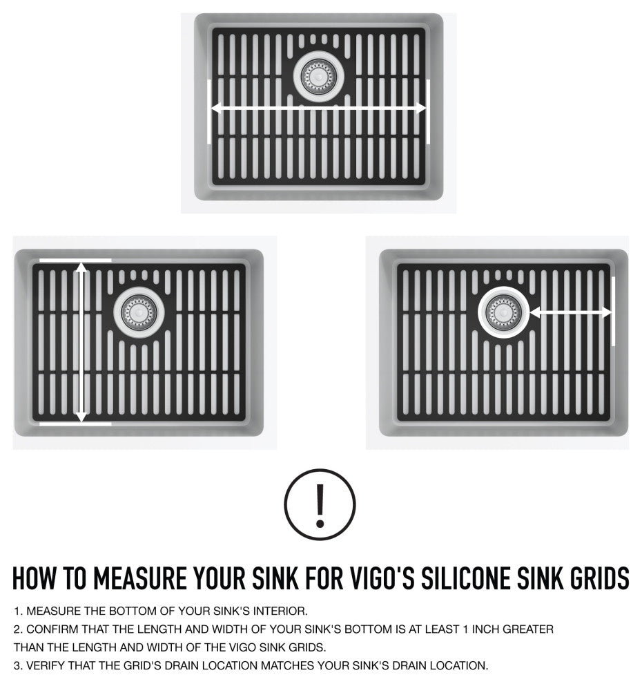 VIGO Silicone Protective Bottom Grid for Single Bowl Kitchen Sink, Matte Black, 19"lx14"w