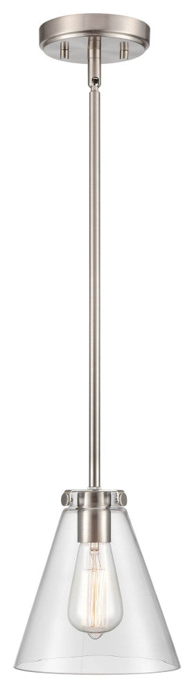 1 Light 7.75" Brushed Nickel Mini-Pendant