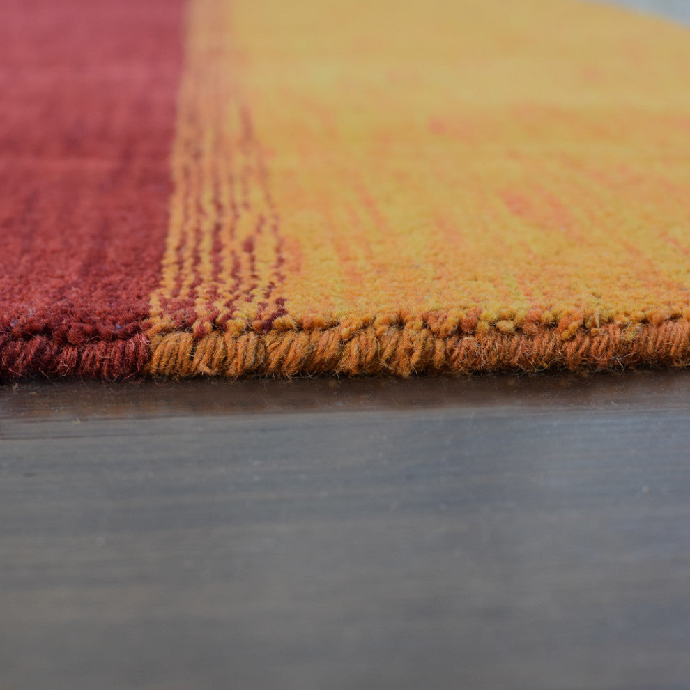 HAND KNOTTED LOOM WOOL ECO-FRIENDLY AREA RUGS-Rectangle,Orange Red,Contemporary