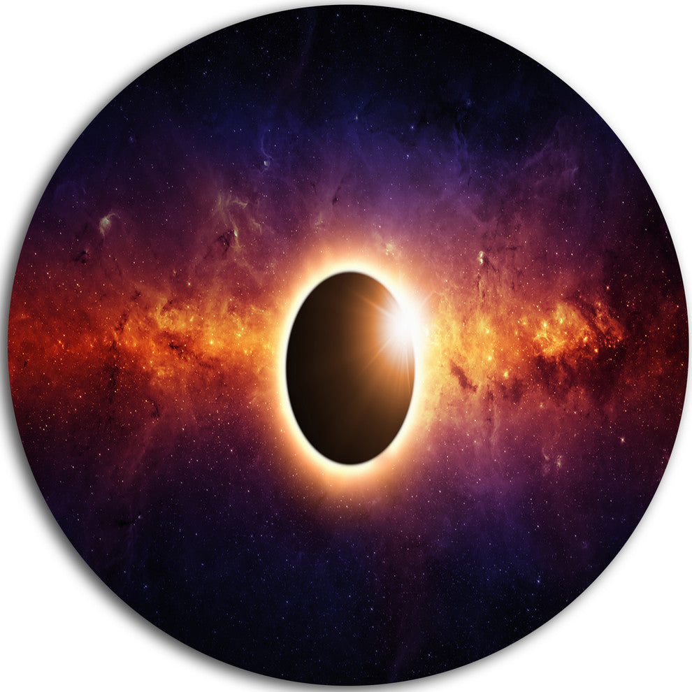 Full Eclipse View, Modern Spacescape Large Disc Metal Wall Art, 23"
