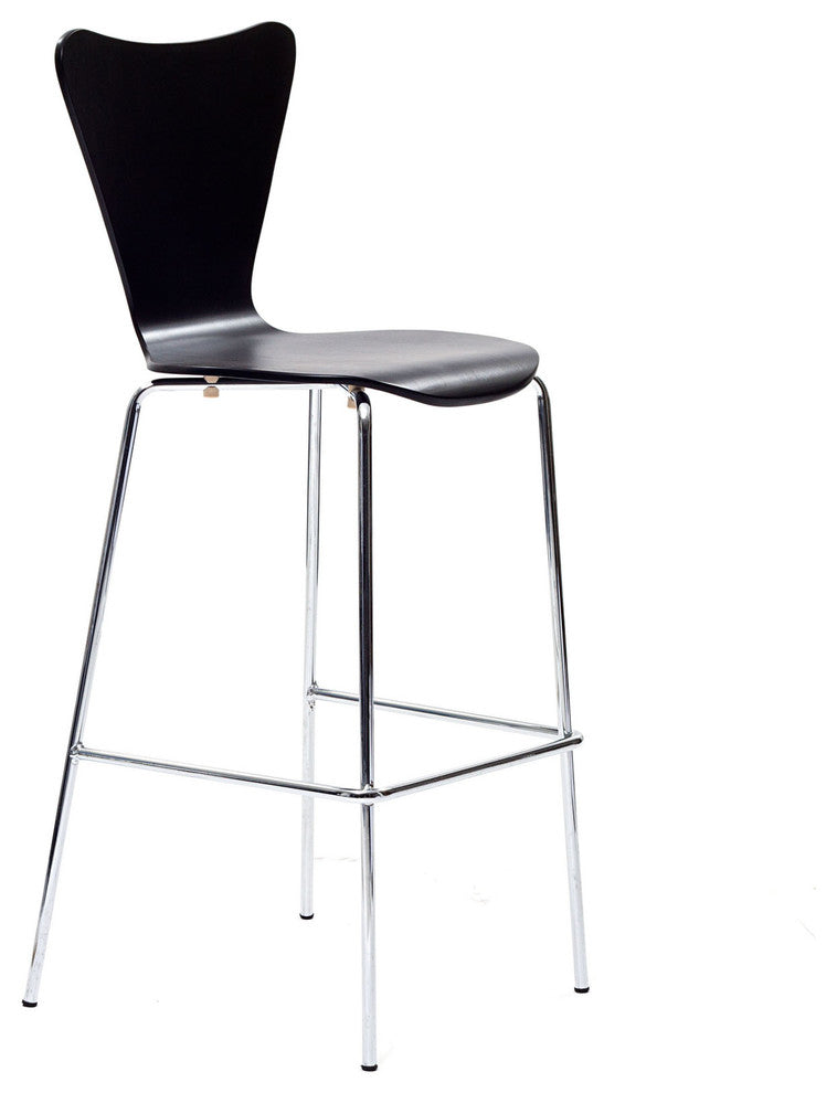 Modern Contemporary Dining Kitchen Wood Bar Stool Black