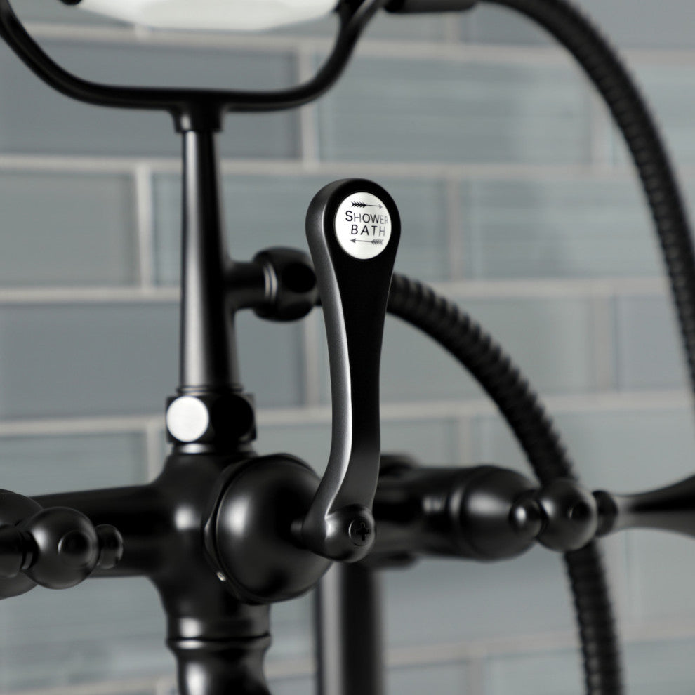 AE103T0 Deck Mount Clawfoot Tub Faucet, Matte Black