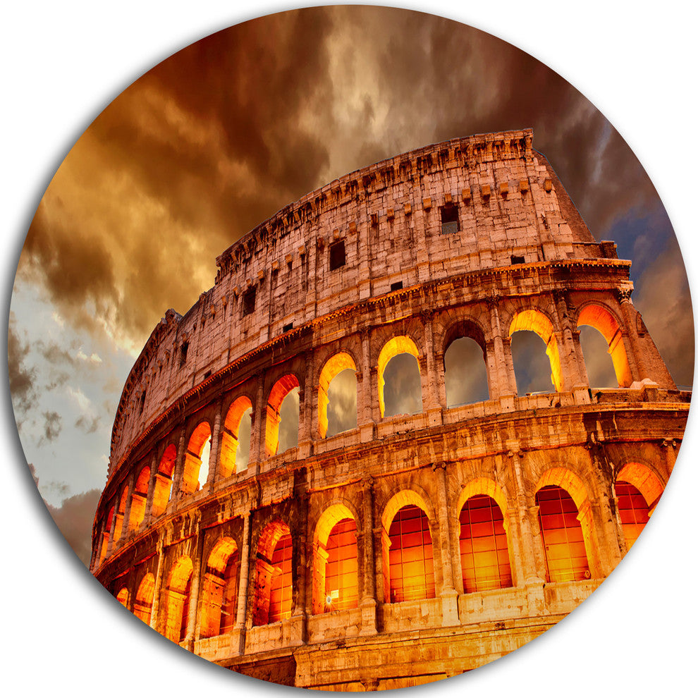 Colosseum In Rome Landscape, Monumental Round Wall Art, 36"