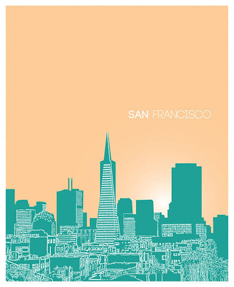 San Francisco City Skyline Art Poster