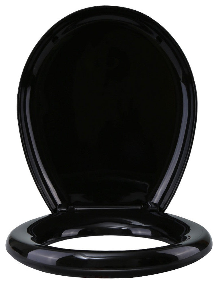 Slow Easy Close Toilet Seat No Slam Plastic Black Round Toilet Seat Lid