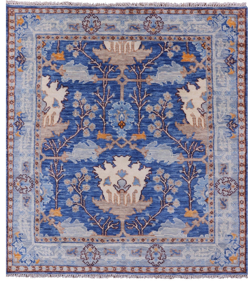 5' 10" X 6' 6" Turkish Oushak Hand Knotted Wool Rug - Q13651