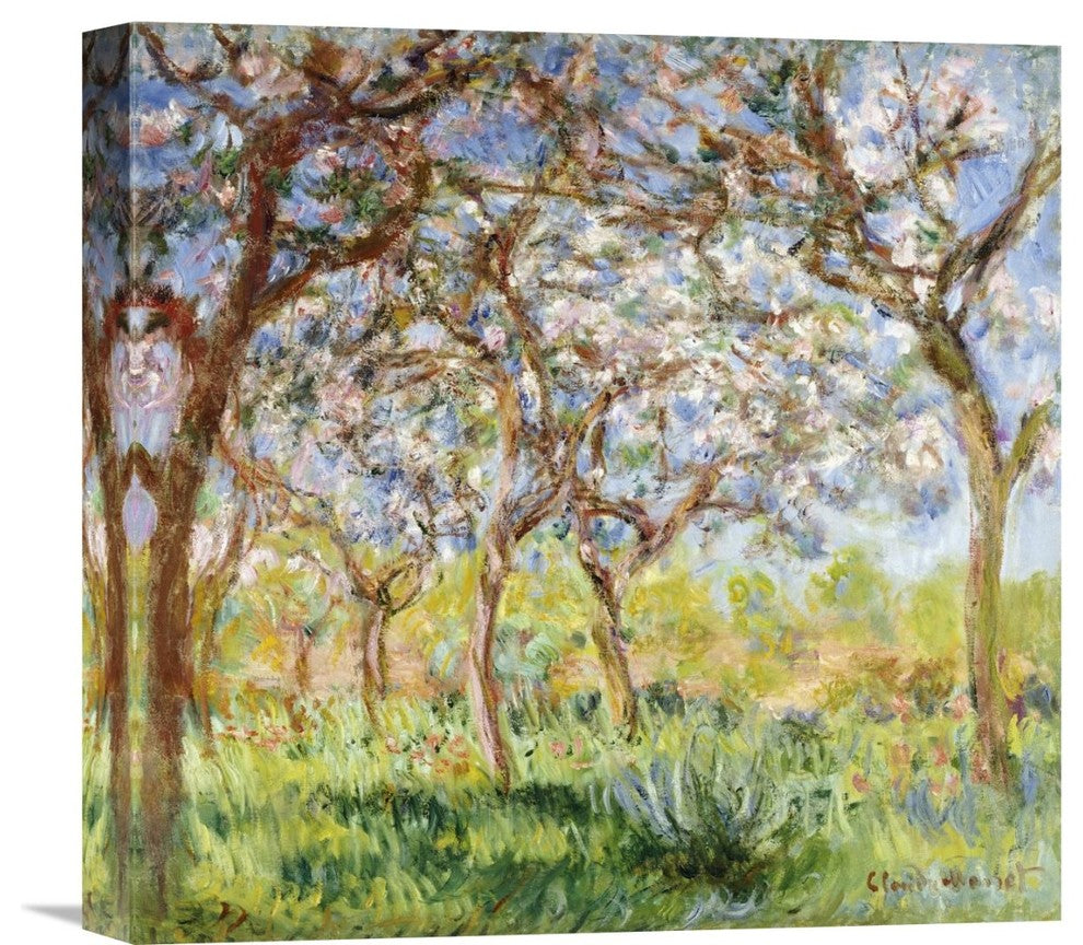 "Spring at Giverny" Stretched Canvas Giclee by Claude Monet, 16"x16"