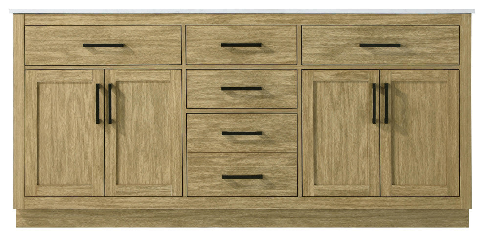 Home Living 72" Double Bathroom Vanity, Honey Brown