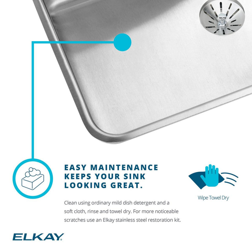 Elkay 14 1/2" Bowl Undermount Stainless Steel Bar/Prep Kitchen Sink, ELUH129DBG