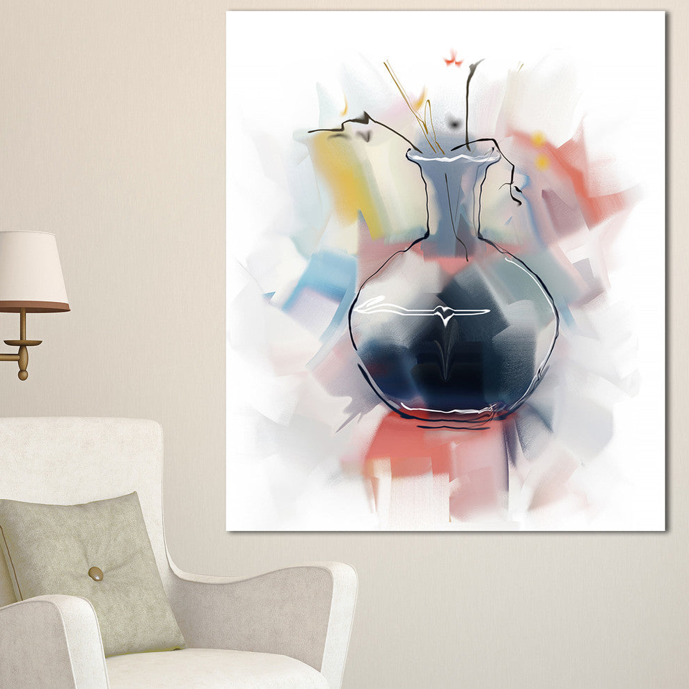 Abstract Flowers in Vase, Floral Canvas Art Print, 30"x40"