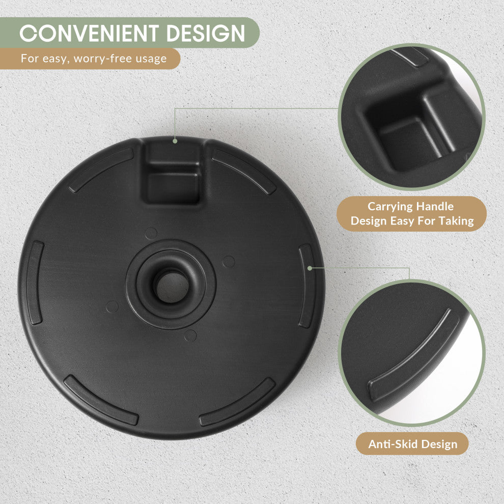 WestinTrends Fillable Round Plastic Market Umbrella Pole Holder Stand Base, Black