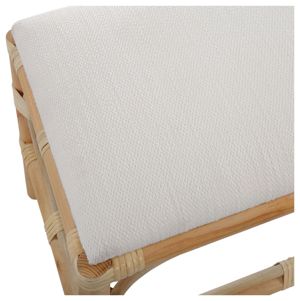 Uttermost 236-LAGUNA-BENCH-SMALL Laguna 24"W Framed Striped Bench - White