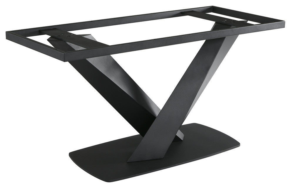 Everett Dining Table, Matte Black Finish and Walnut Top