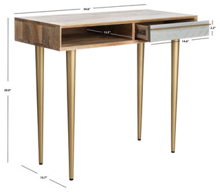 Safavieh Leni Desk, Natural/Brass