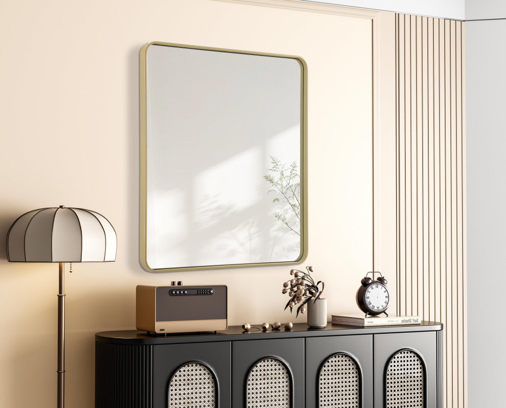 Home Living Contour Metal Rectangle Mirror 36x40, Brass
