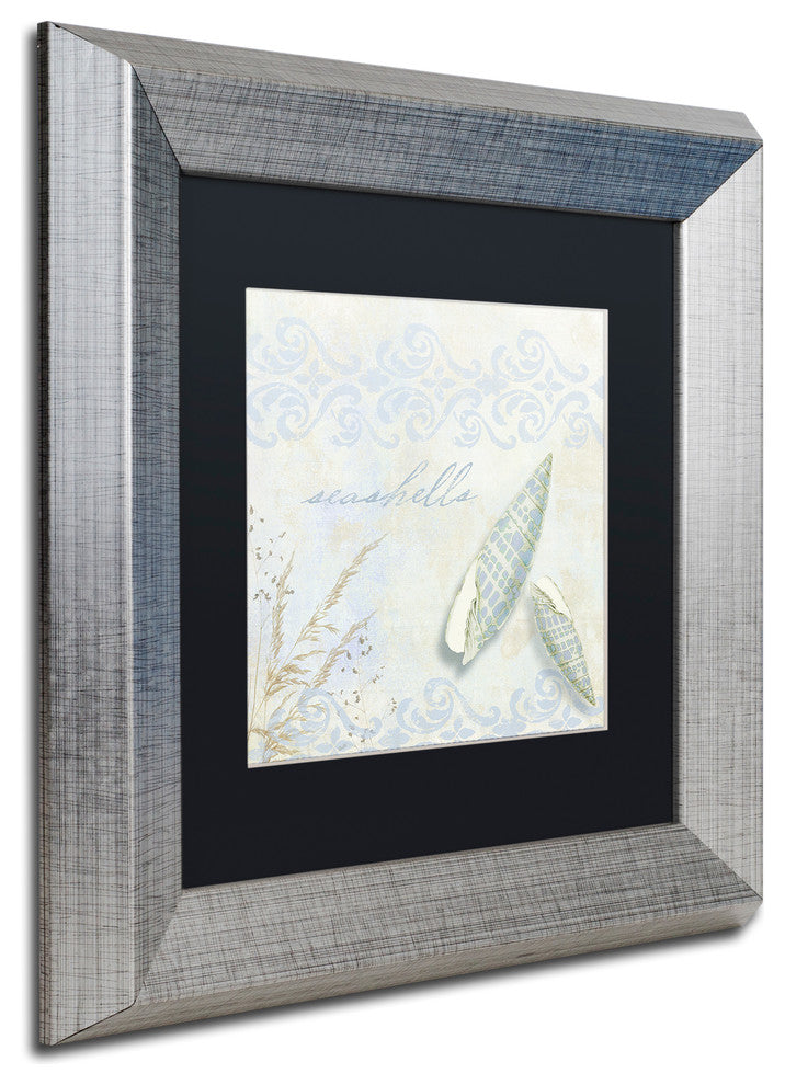 Color Bakery 'She Sells Seashells II', Silver Frame, Black Mat, 11x11