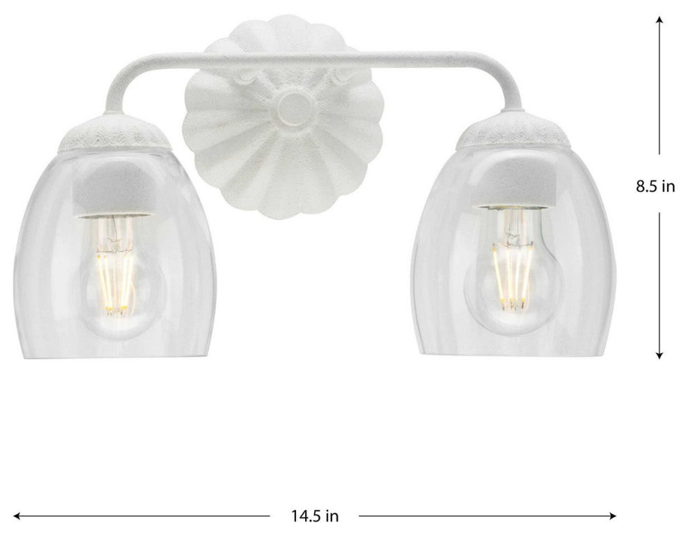 Quillan Collection Transitional Bath and Vanity Light, White Plaster