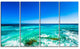 Seashore with Clear Water and Sky, Modern Seashore Canvas Art, 48"x28", 4 Panels