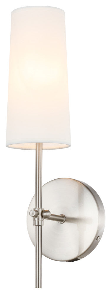 Burnished Nickel Finish And White Shade 1-Light Wall Sconce