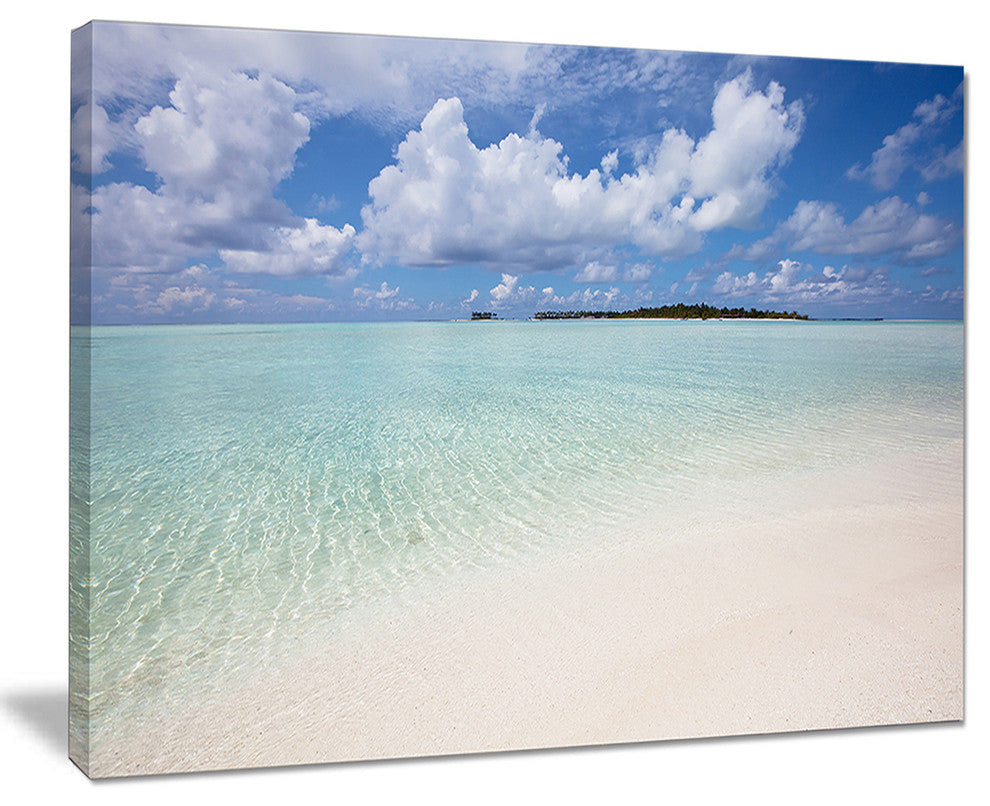 "Fascinating Maldives Empty Seashore" Seascape Art Canvas, 20"x12"