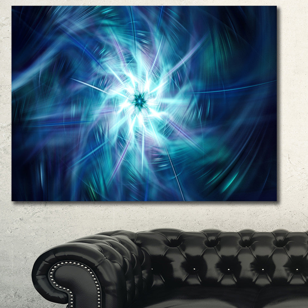 Splaying Bright Blue Fireworks, Large Floral Canvas Art Print, 60x40