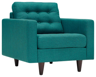 Teal Empress Armchair Upholstered Fabric Set of 2