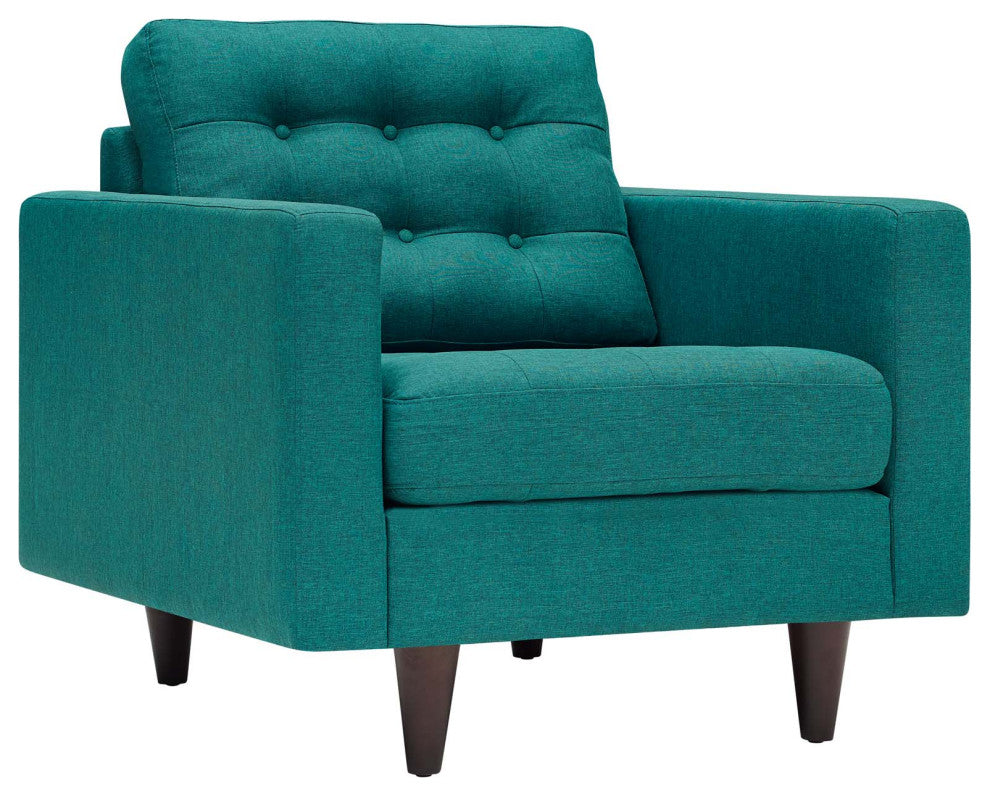Teal Empress Armchair Upholstered Fabric Set of 2