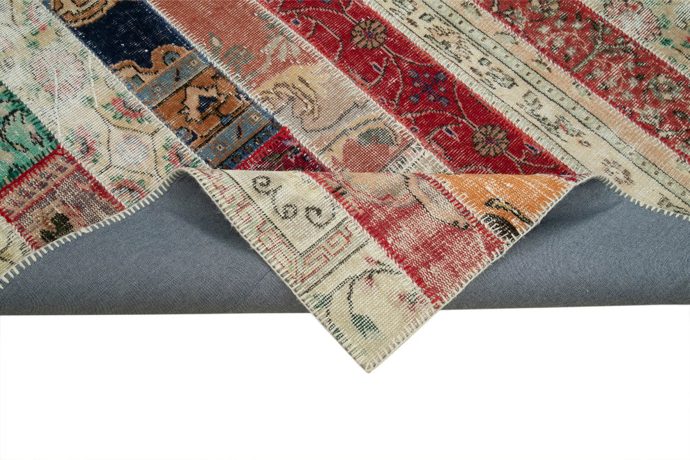Rug N Carpet - Handwoven Anatolian 6' 7" x 9' 11" Wool Patchwork Area Rug